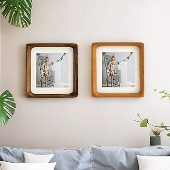Amazon.com - Zibrelte Natural 4x4 Picture Frame Wood with Mat for
