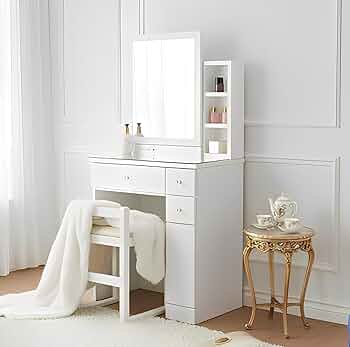 Amazon｜【お姫様気分の贅沢に味わえる】 ドレッサー デスク 兼用 椅子