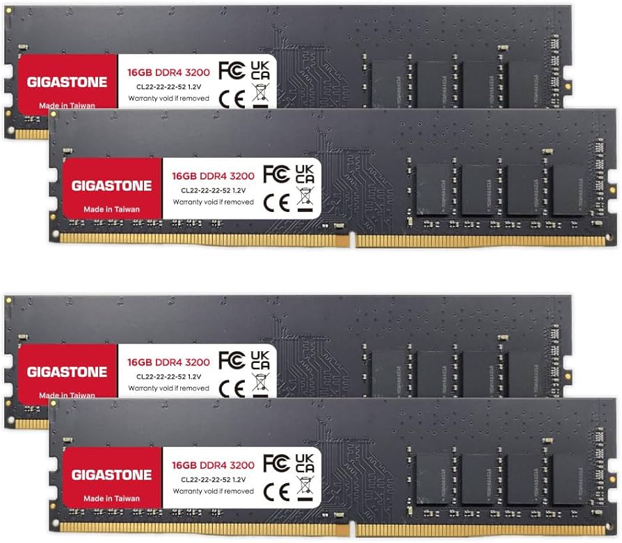 DDR4 RAM】 GIGASTONE 64GB Kit (4x16GB) DDR4 3200MHz (2933MHz or