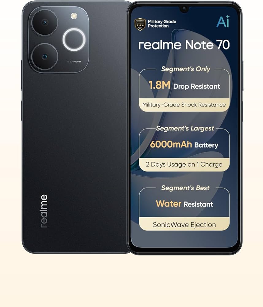 realme Note 70 Obsidian Black 4GB RAM 128GB - Middle East Version
