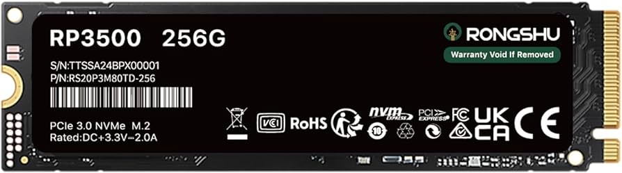 256GB NVMe SSD M.2 SSD PCIe 3.0×4, Read Up to 3,500 MB/s, M.2 2280