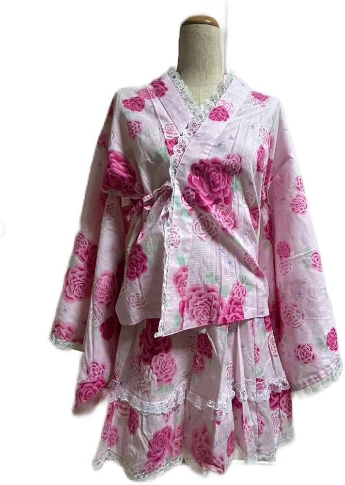 Amazon.co.jp: 浴衣ドレス 160 量産型 ピンク 薔薇 フリル レース