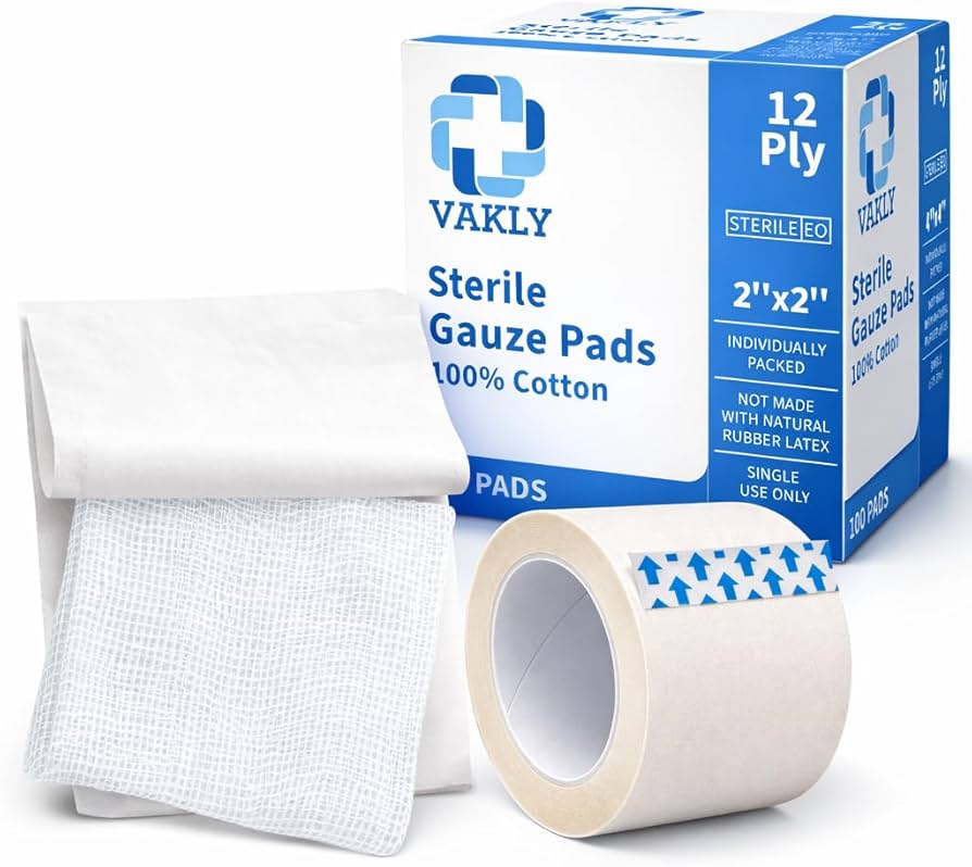 Amazon.com: Vakly 2x2 Sterile Gauze Pads 12-Ply Thick 100% Cotton