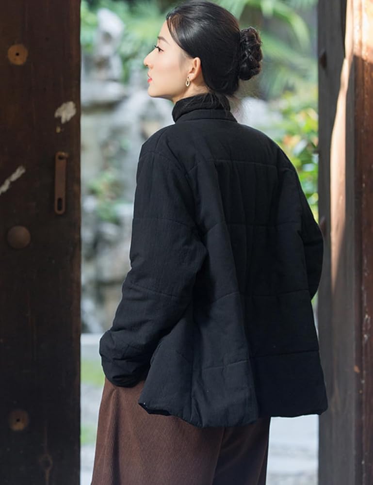 NFYM Women's Chinese Cotton Padded Coats Frog Button Down Winter