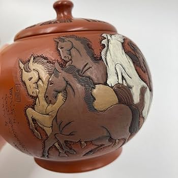 Amazon.co.jp: 馬九行之 常滑焼 吉川壺堂 共箱 朱泥 急須 横手 中国