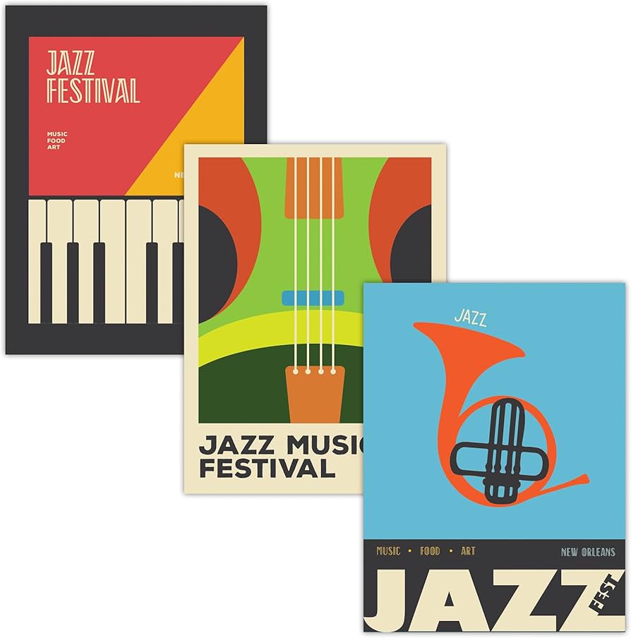 Amazon.com: Minimalist Style Music Prints of Piano Trumpet Singer