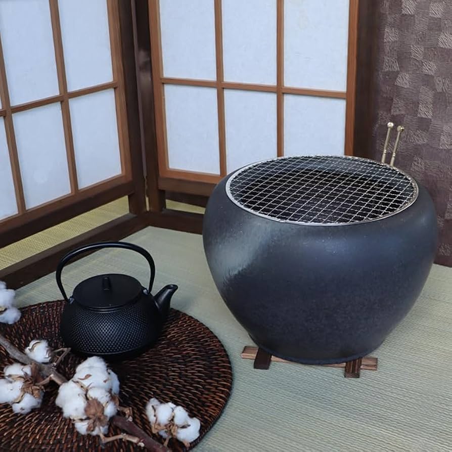 Amazon.co.jp: 火鉢 セット 5点セット（本体・五徳・火箸・焼杉台・灰