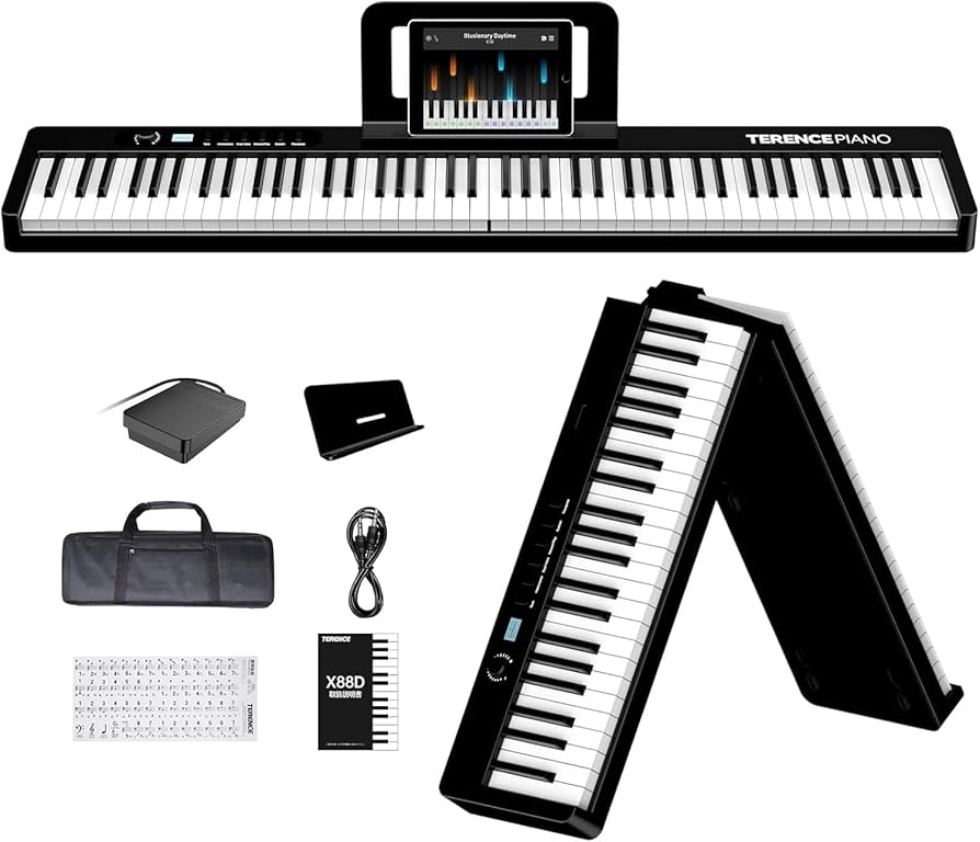 Amazon | TERENCE 電子ピアノ 88鍵盤 折り畳み式 10Wデュアル