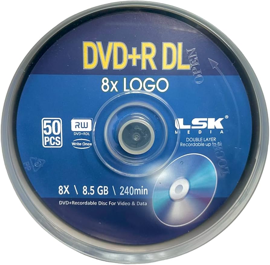 DVD+R DL Double Layer Logo 8X 8.5GB 240min Video – LSK Media Logo