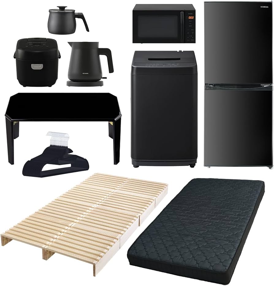 Amazon.co.jp: アイリスオーヤマ 新生活セット10点セット 洗濯機6kg 黒