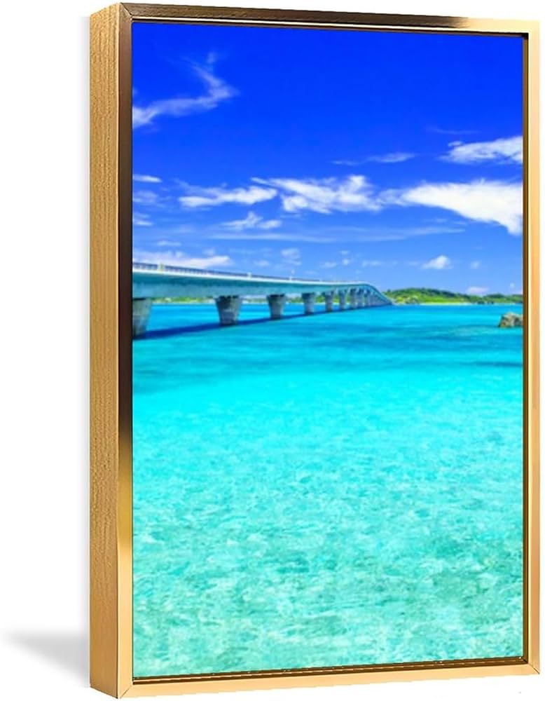 Amazon.co.jp: 絵画 透き通った青い海に架かる橋インテリア 絵画