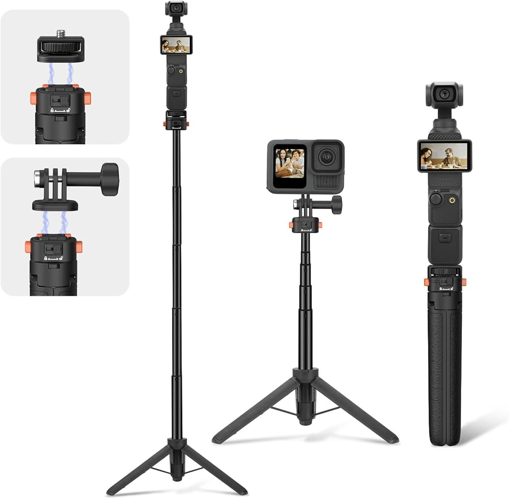 Amazon | Osmo Pocket 3用 伸縮式自撮り三脚 アクションカメラ対応