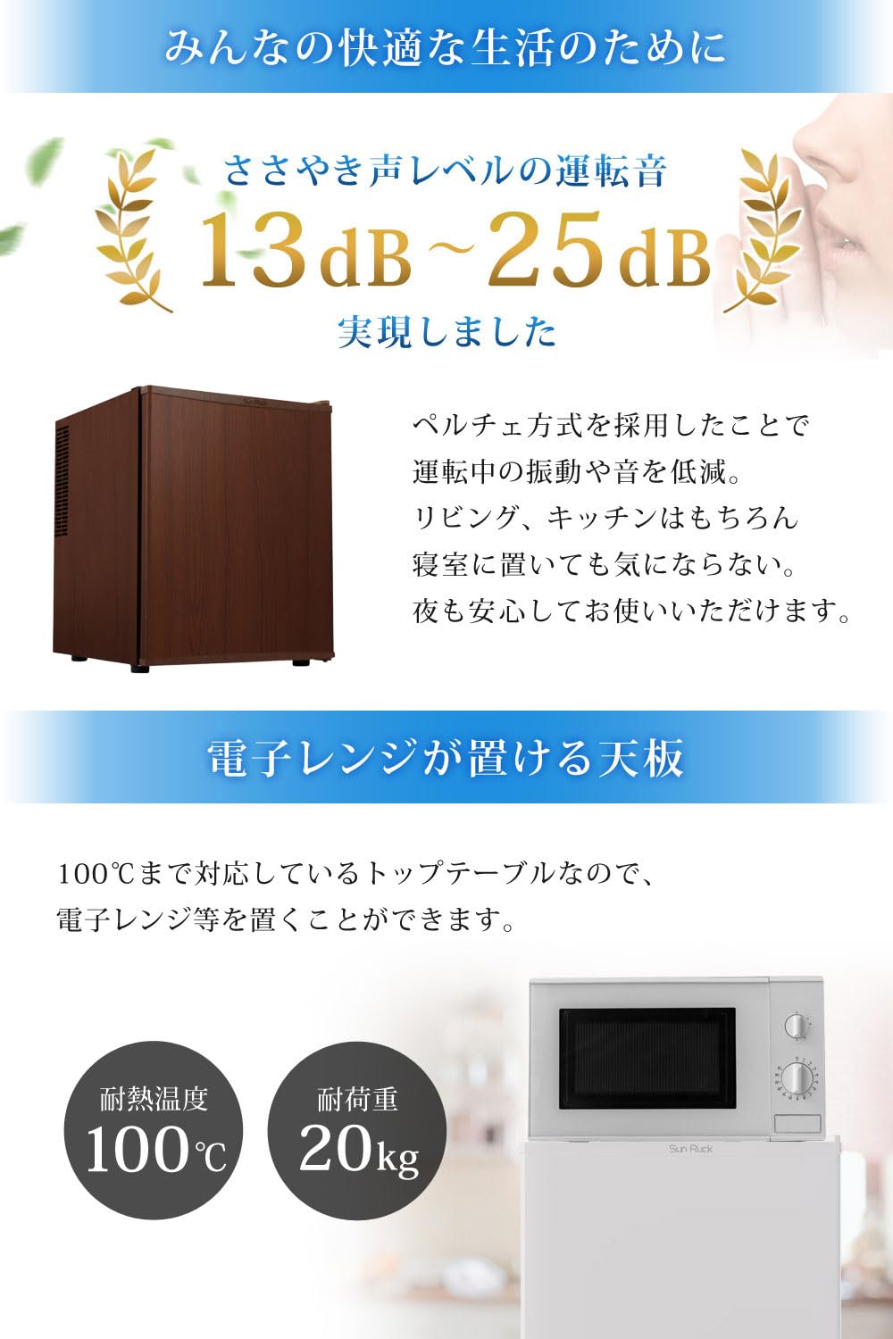 Amazon | SunRuck 冷蔵庫 小型 48L ホワイト 強化ガラス棚仕様 静冷