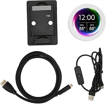 Amazon.co.jp: 2.8インチ丸型LCDコンピュータ温度モニター、プラグ