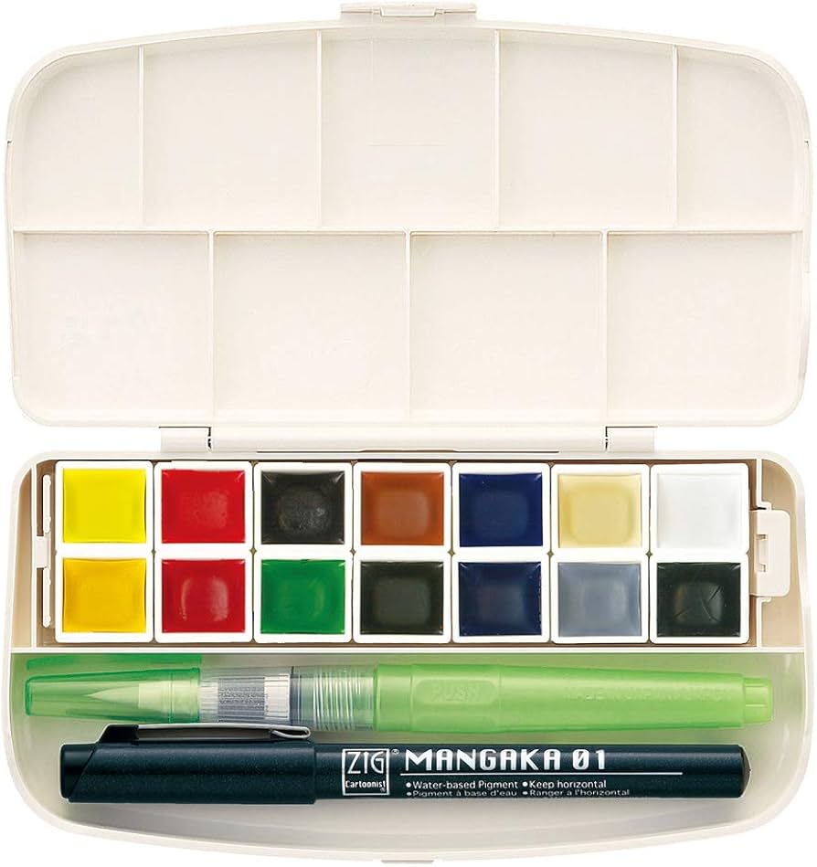 Amazon.com: Kuretake GANSAI TAMBI Portable 14 Colors set