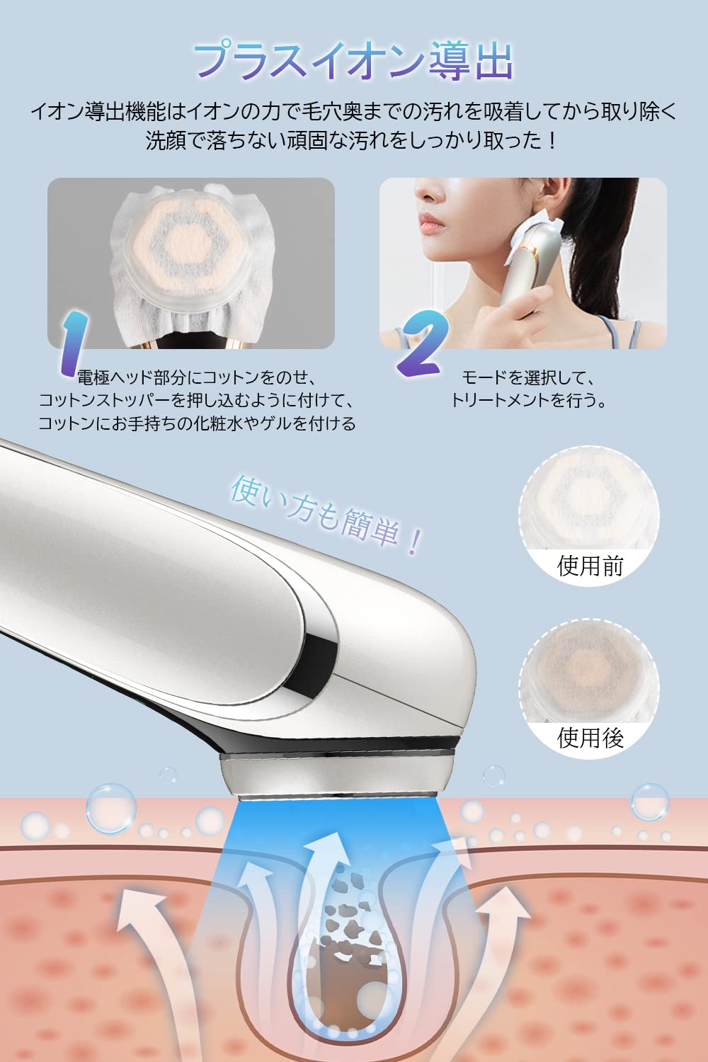 Amazon.co.jp: 美顔器 EMS RF美顔器 美容器 イオン導入 イオン導出 LED