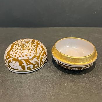 Amazon | 人間国宝 加藤卓男 ラスター彩胡姫文 香合／共箱共布しおり