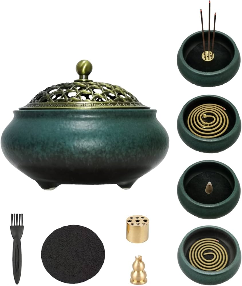 Amazon｜Agaou お香立て 線香立て お香 立て 香炉 和風 陶器製 蓋付き