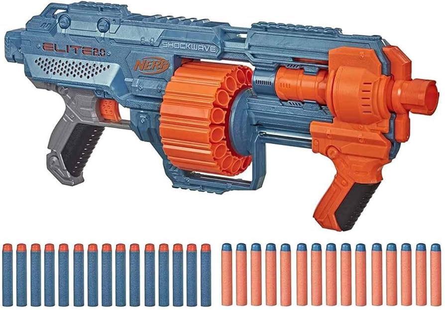 Amazon.com: Nerf Elite 2.0 Shockwave RD-15 Blaster, 30 Nerf Darts