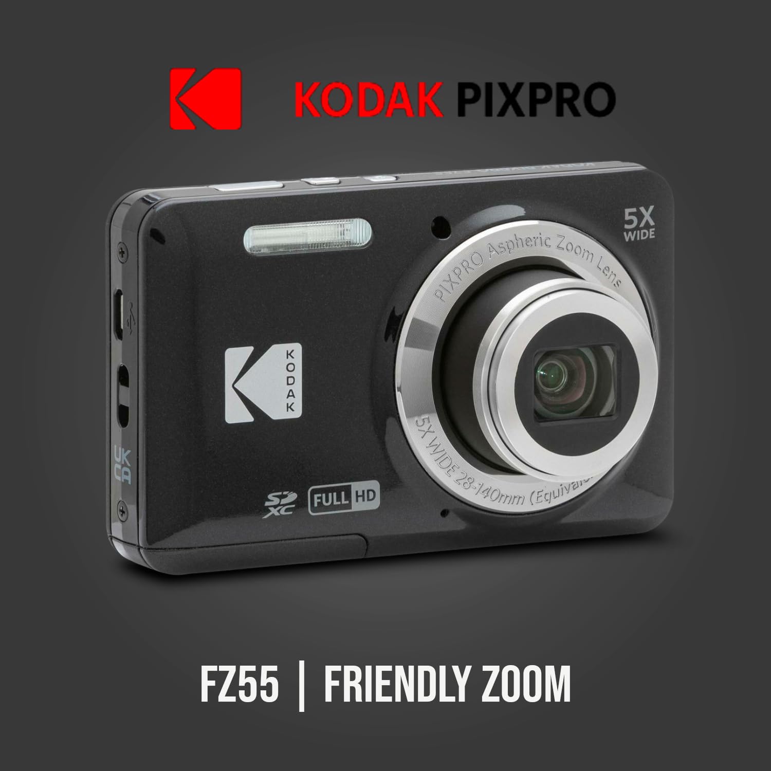 Amazon.com : Kodak PIXPRO Friendly Zoom FZ55 Digital Camera (Black
