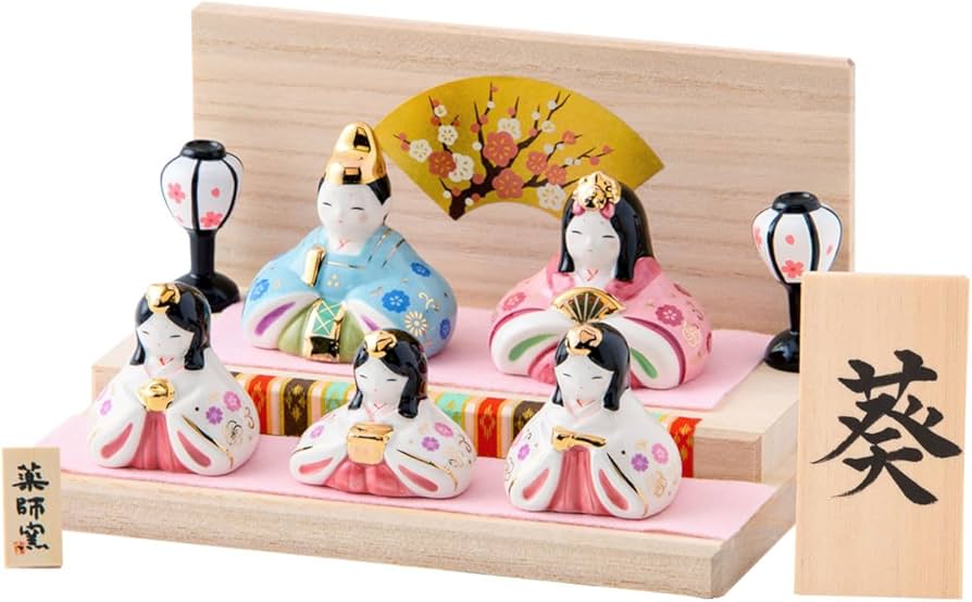 Amazon | 雛人形 コンパクト ミニ 陶器 彩絵華小紋雛 5人飾り (ｵﾘｼﾞﾅﾙ