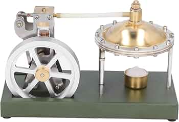 Amazon | 蒸気機関モデル、透明レトロ垂直熱風スターリングエンジン