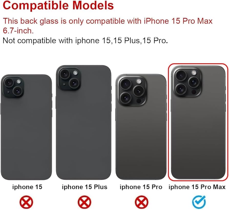 Amazon.co.jp: iPhone 15 Pro Max 6.7インチ用OEMリアバックガラス交換