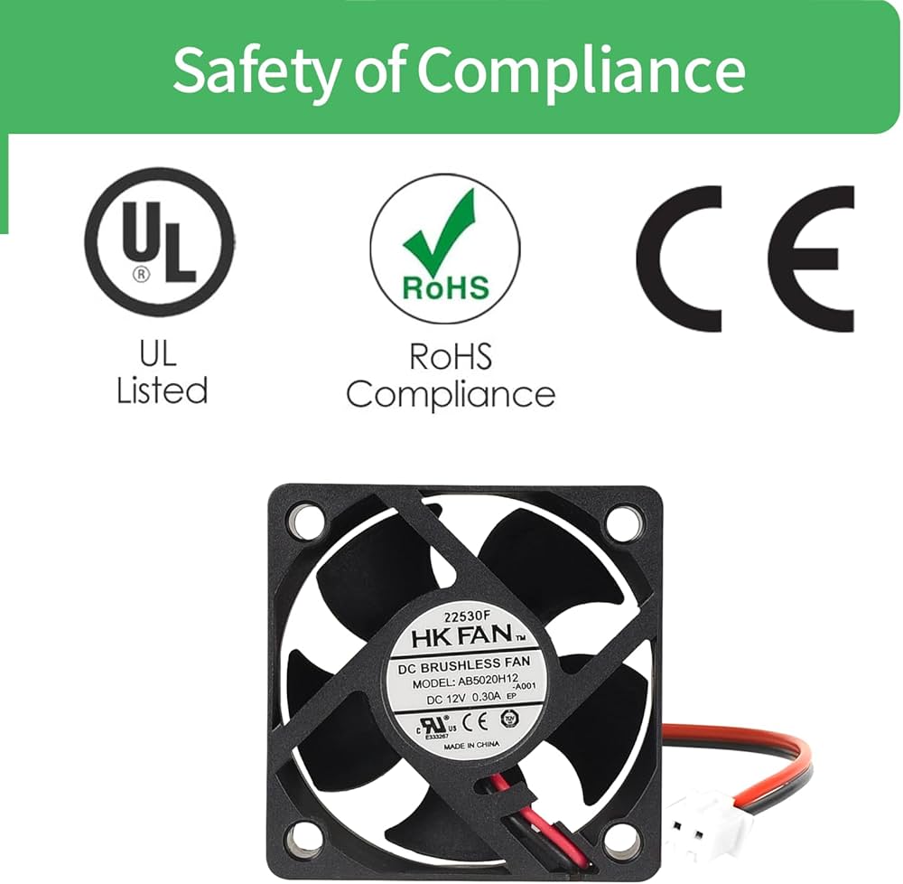 Amazon.co.jp: 2パック50mm x 50mm x 20mm 5020 12V 0.30A冷却送風