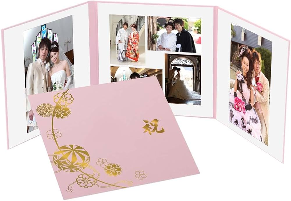 Amazon.co.jp: 写真台紙 六つ切り3面 アルバム【まり ピンク 祝