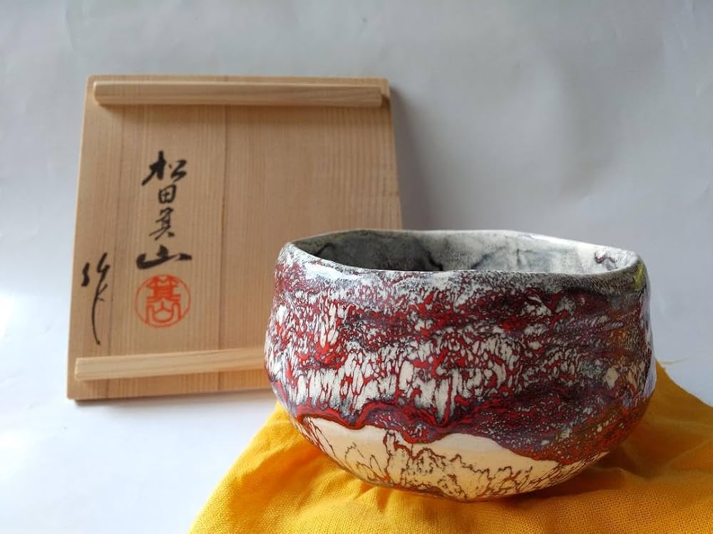 Amazon.co.jp: 箕面焼 二代 松田箕山 茶碗 共箱 栞 茶道具 抹茶碗 逸品