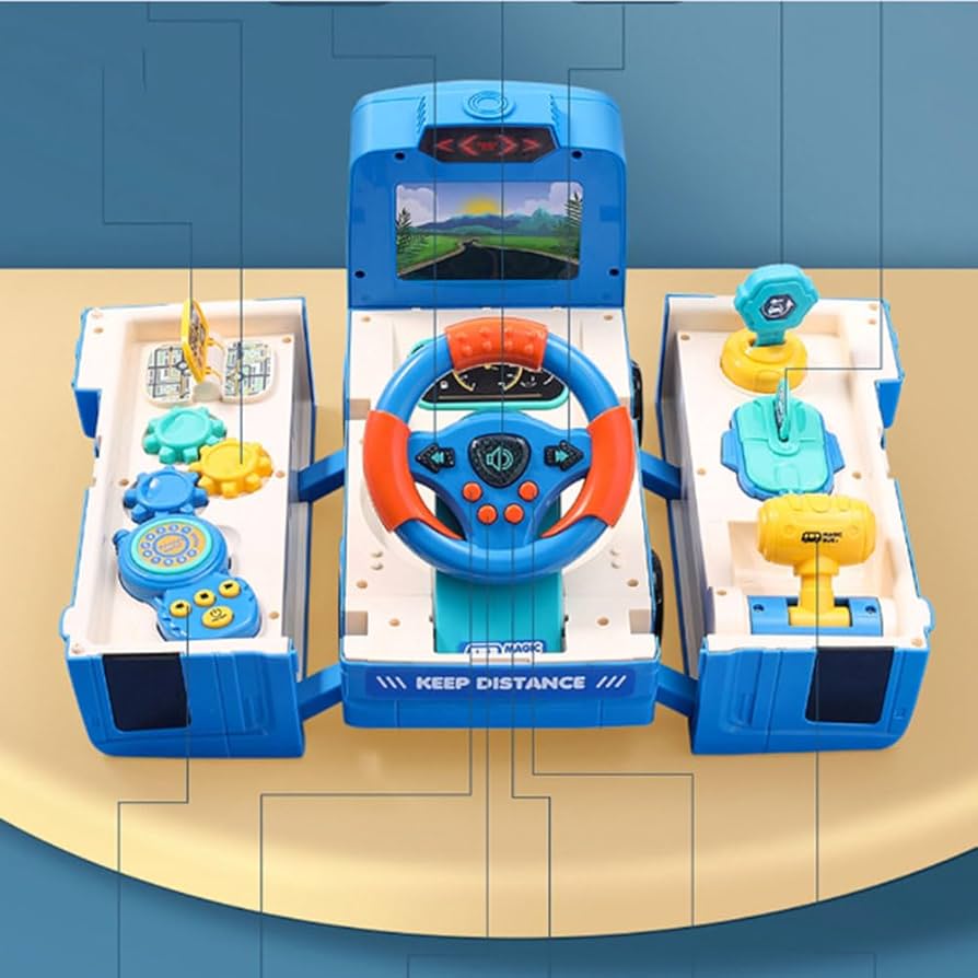 Amazon｜青子供ハンドルおもちゃ変形バス早教多機能大型スクールバス