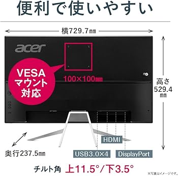 Amazon.co.jp: Acer 4K HDR対応モニター ET322QKCbmiipzx 31.5インチ