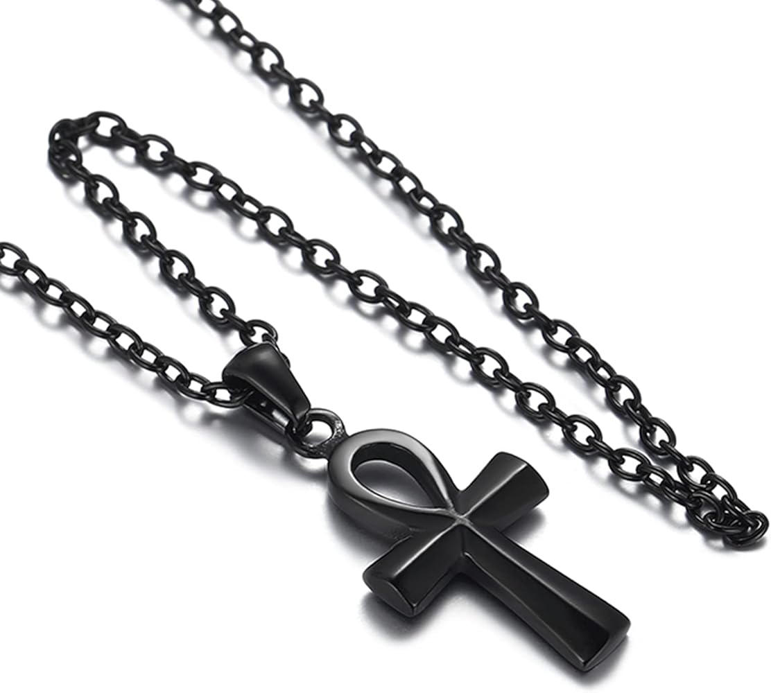 Amazon.com: U7 Ankh Pendant with Rope Chain Ion Plating Black