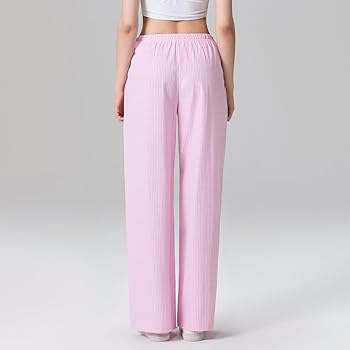 Kiluex Women Wide Leg Striped Pants Y2k Elastic Waist Drawstring