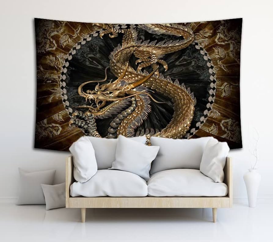 Amazon.co.jp: 龍ドラゴン竜絵 昇運 幸運 黄金のドラゴン アートパネル