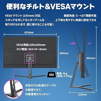 Amazon.co.jp: cocopar モニター 27インチ 180Hz 1ms応答 無輝点保証