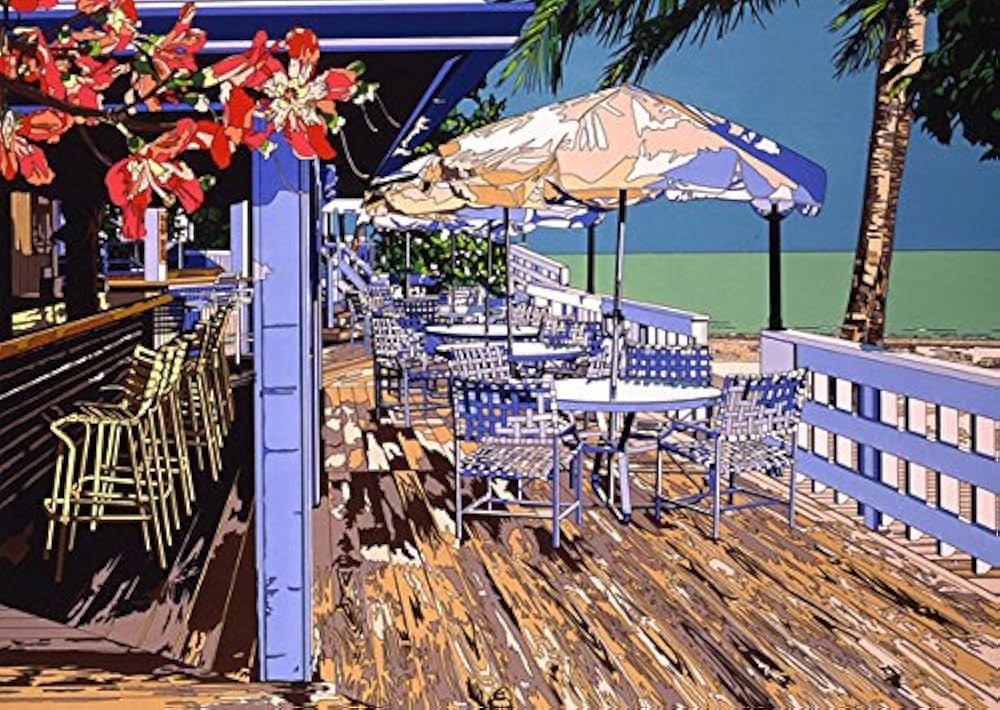 Amazon.co.jp: 鈴木英人 版画 「SEA SIDE BAR」 : ホーム＆キッチン