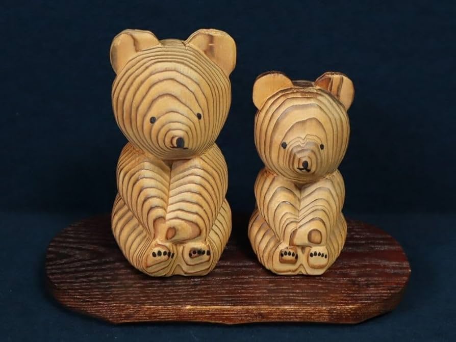 Amazon.co.jp: 熊ボッコ 夫婦 親子 セット! 木彫り 熊木彫り 置物(検索