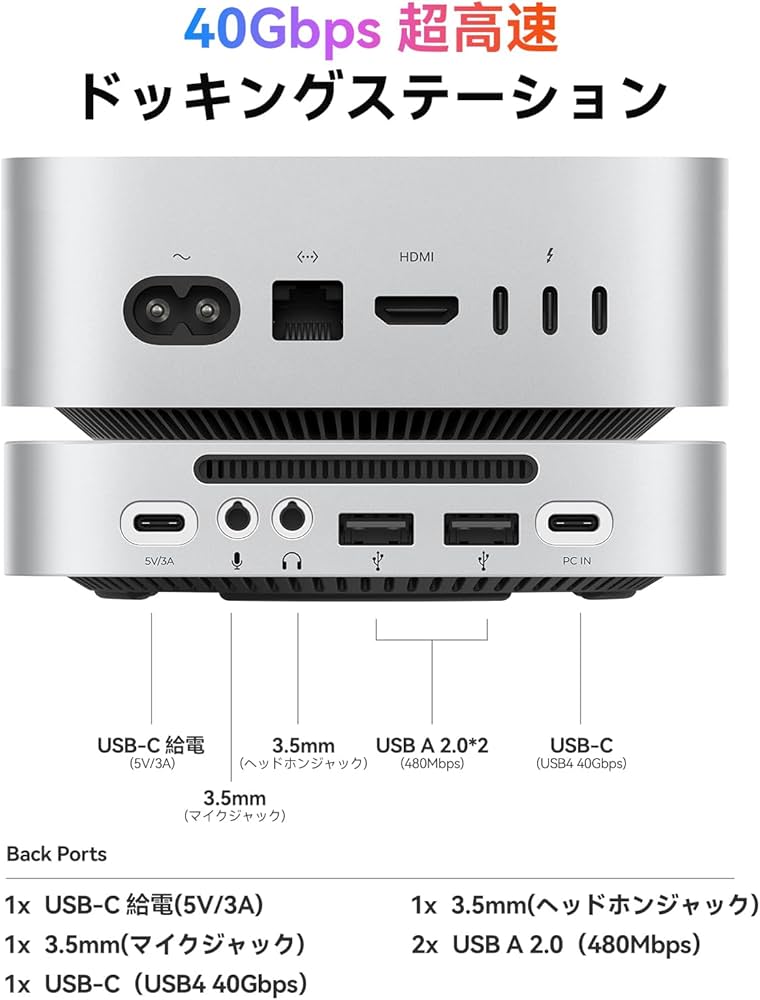 Amazon.co.jp: ORICO MiniLink Mac Mini M4 アルミ製ドッキング