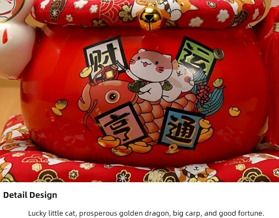 Amazon.com: Lucky Cat Coin Bank Style Ornately Decorated Porcelain