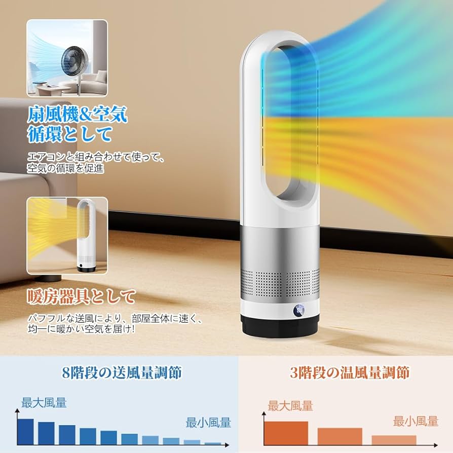 Amazon.co.jp: セラミックヒーター タワーファン スリム扇風機【 2025