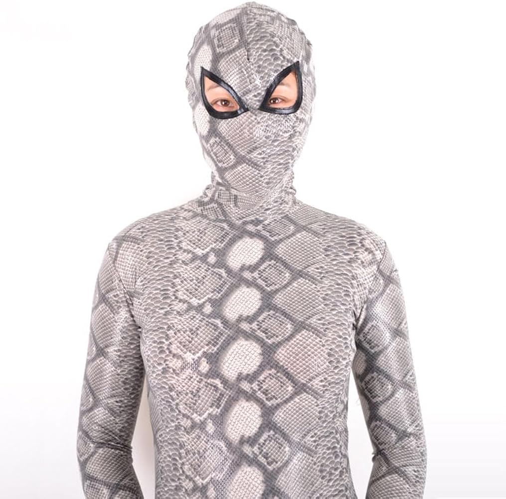 Amazon | [マオマオショップ] ヘビ柄 全身タイツ 白 蛇柄 ゼンタイ