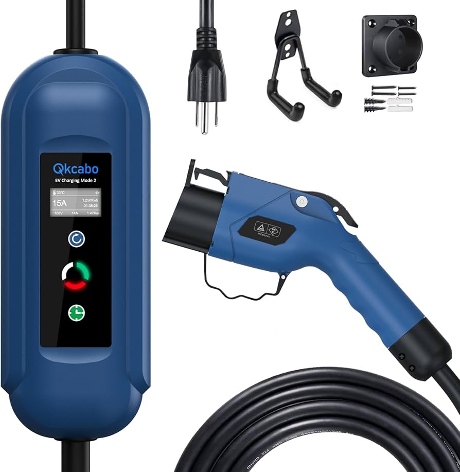 Amazon.co.jp: Qkcabo 1.6KW 電気自動車 充電ケーブル EV充電器 100V