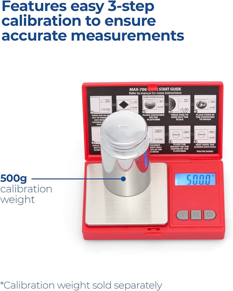 AWS MAX-700 Digital Scale 700g x 0.1g (Red) : Amazon.co.uk