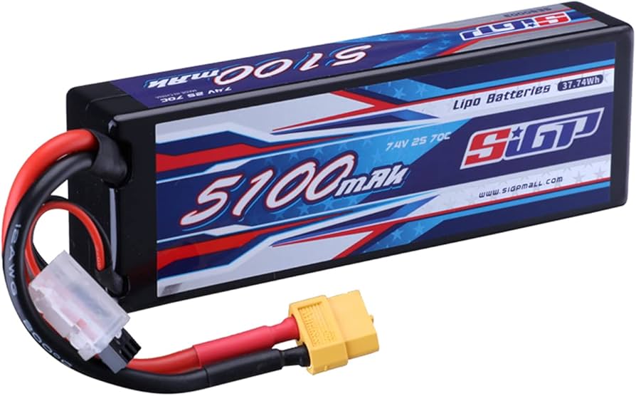 Amazon.co.jp: SIGP 2S 7.4Vリポバッテリー5100mAh 70Cハードケース