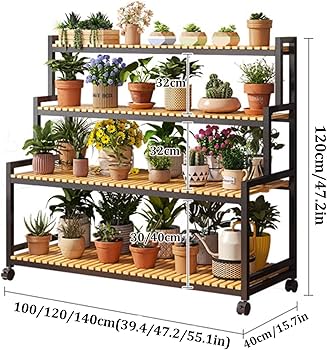 Amazon.co.jp: 4階階段植物棚、花園大型多肉棚、高さ調整可能、防水
