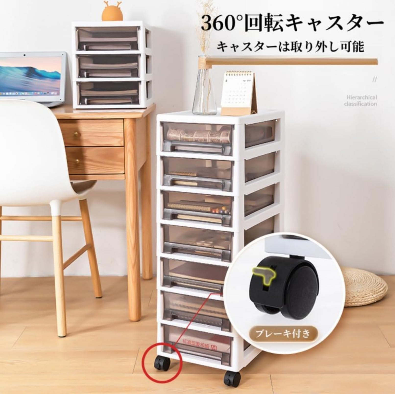 Amazon | Hueyausチェスト 5段 タンス デスクワゴン サイド