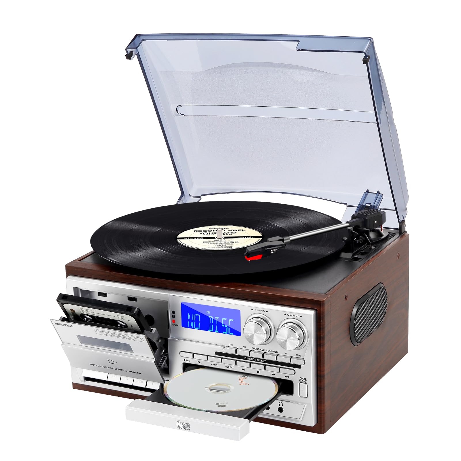 Amazon.com: MUSITREND Record Player 9 in 1 3 Speed Bluetooth