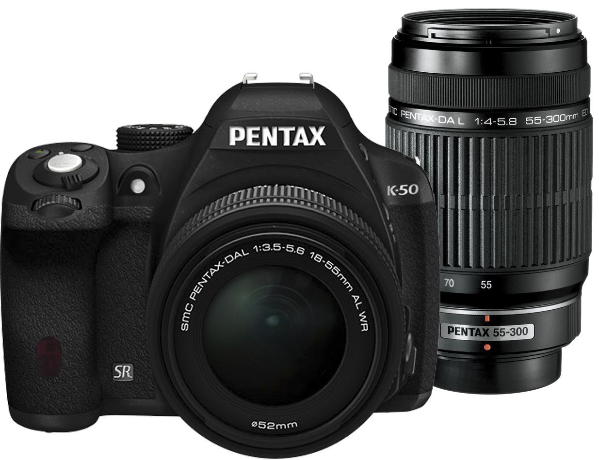 Amazon.com : Pentax K-50 DSLR Camera with 18-55mm WR and 55-300mm