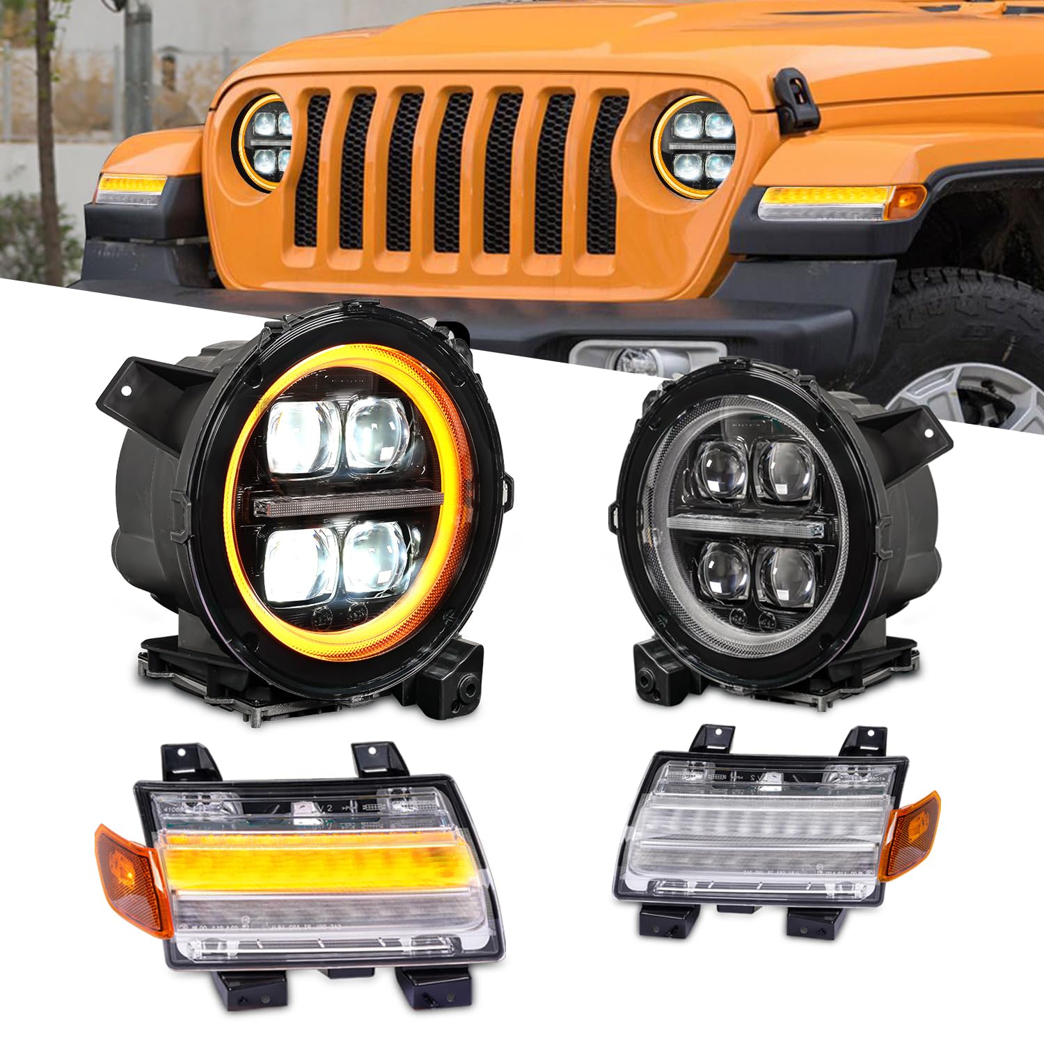 Amazon | ジープ ラングラー ヘッドライト4代目JL ヘッドライトサイド